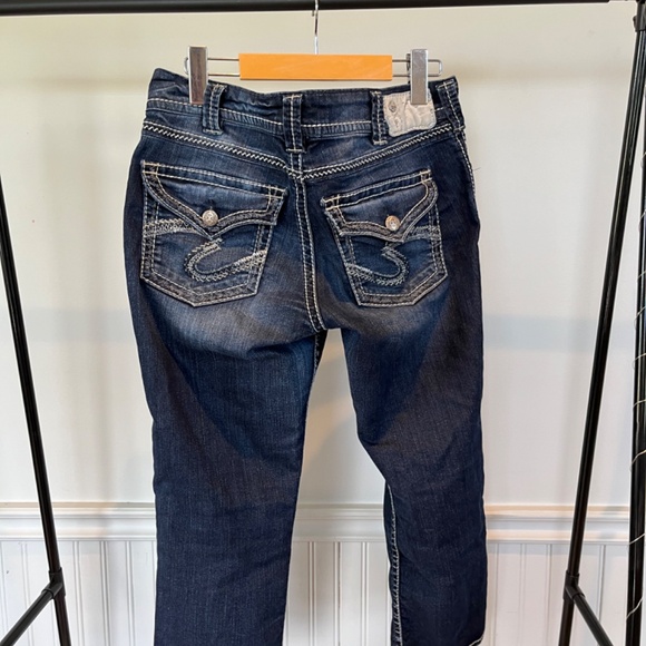 Silver Suki Flap Capris Dark Wash Distressed Denim Size 30 C004 - Picture 11 of 12